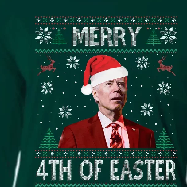 Merry 4th Of Easter Funny Joe Biden Christmas Ugly Sweater Cooling Performance Long Sleeve Crew