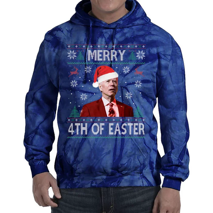 Merry 4th Of Easter Funny Joe Biden Christmas Ugly Sweater Tie Dye Hoodie