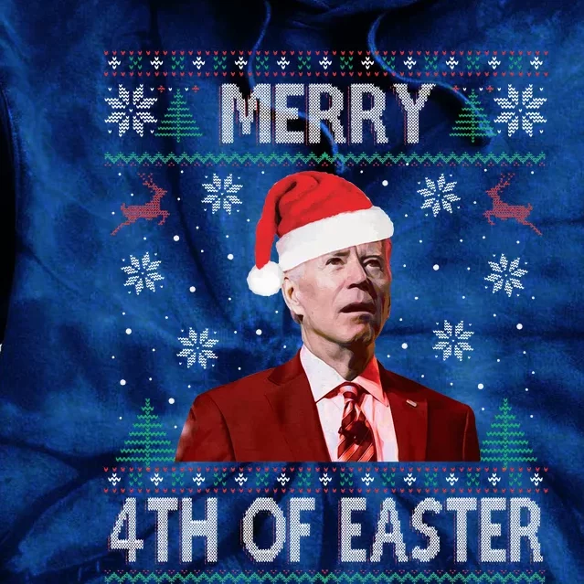 Merry 4th Of Easter Funny Joe Biden Christmas Ugly Sweater Tie Dye Hoodie