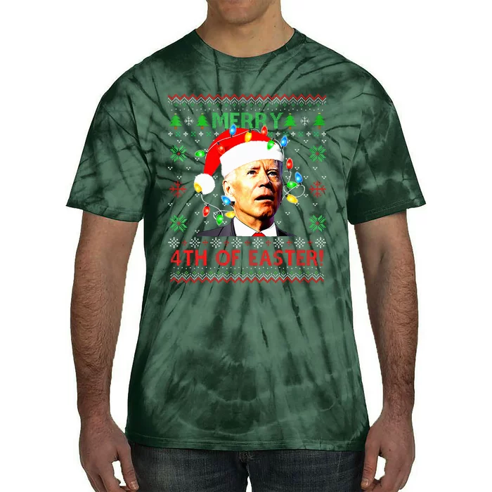 Merry 4th Of Easter Santa Joe Biden Ugly Christmas Sweater Tie-Dye T-Shirt