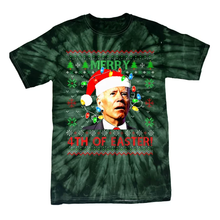 Merry 4th Of Easter Santa Joe Biden Ugly Christmas Sweater Tie-Dye T-Shirt