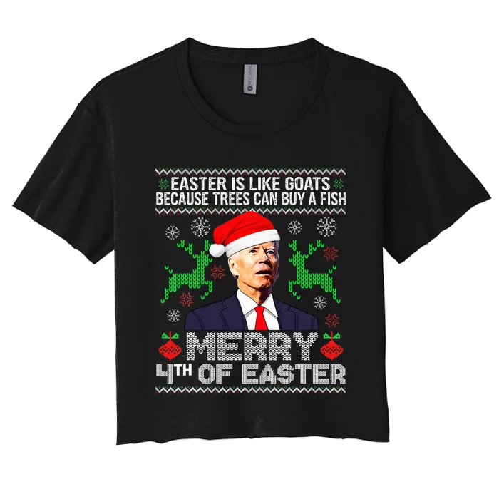 Merry 4th Of Easter Funny Christmas Ugly Sweater Women's Crop Top Tee