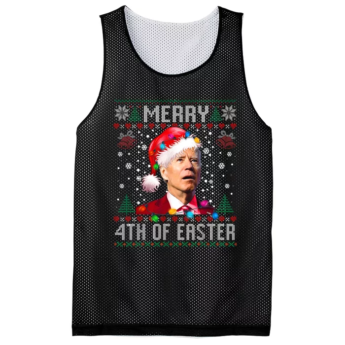 Merry 4th Of Easter Funny Joe Biden Christmas Ugly Sweater Mesh Reversible Basketball Jersey Tank