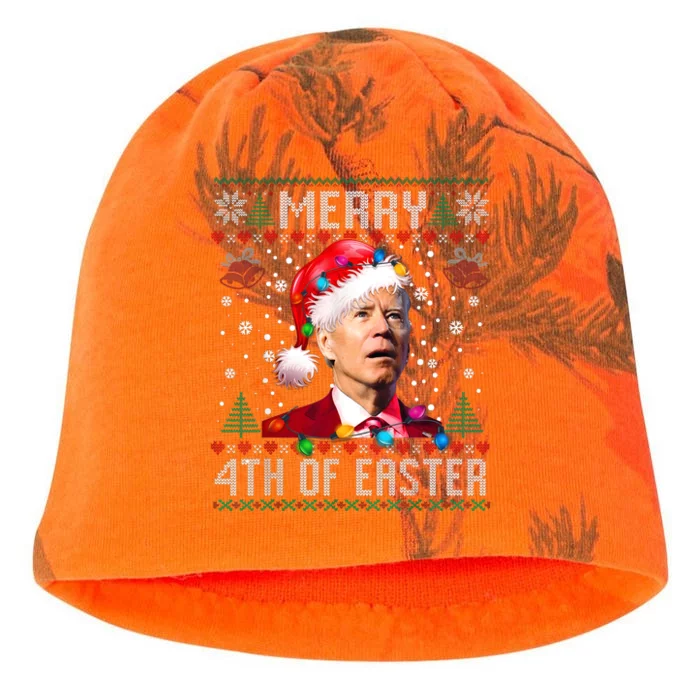 Merry 4th Of Easter Funny Joe Biden Christmas Ugly Sweater Kati - Camo Knit Beanie