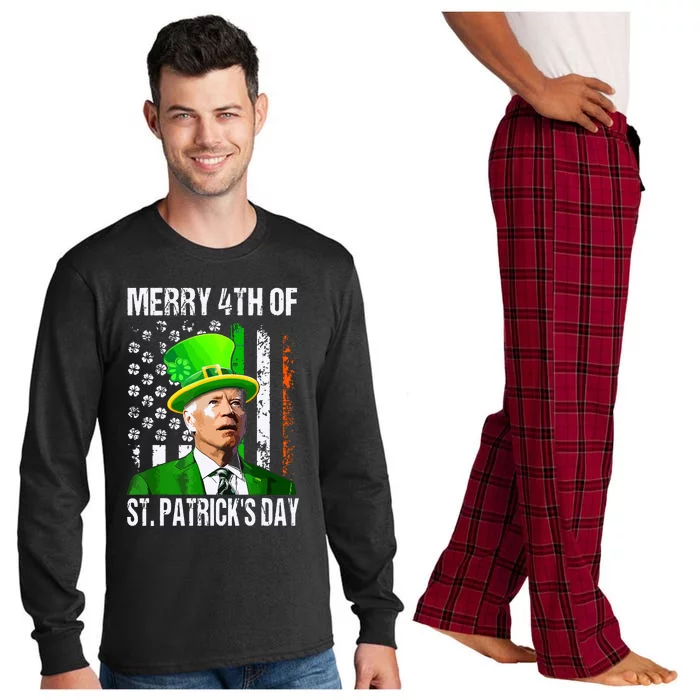 Merry 4th Of St Patricks Day Funny Joe Biden Leprechaun Hat Long Sleeve Pajama Set