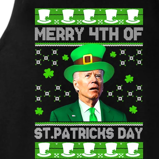 Merry 4th Of St Patricks Day Joe Biden Leprechaun Hat Clover Ladies Tri-Blend Wicking Tank