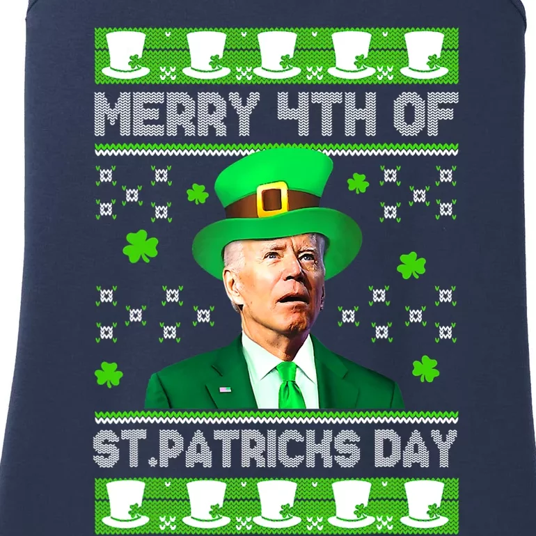 Merry 4th Of St Patricks Day Joe Biden Leprechaun Hat Clover Ladies Essential Tank