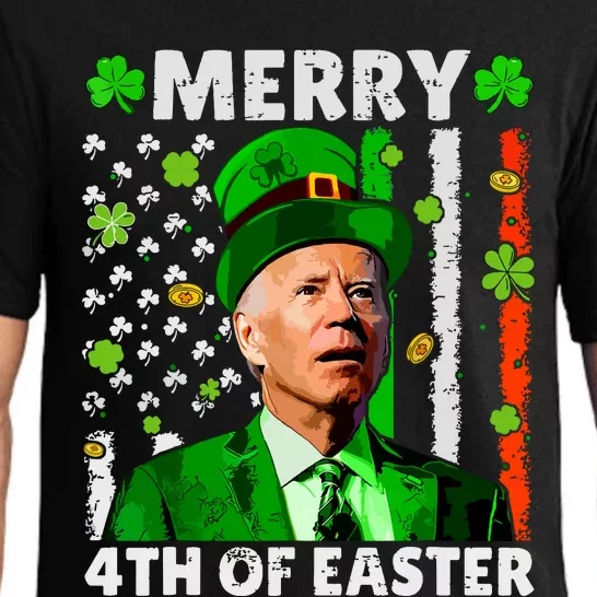 Merry 4th Of St Patricks Day Joe Biden Leprechaun Hat Clover Pajama Set