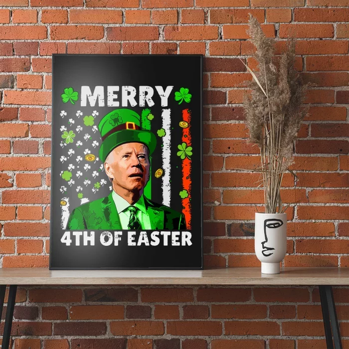 Merry 4th Of St Patricks Day Joe Biden Leprechaun Hat Clover Poster