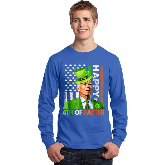 Merry 4th Of St Patricks Day Joe Biden Leprechaun Hat Clover Gift Tall Long Sleeve T-Shirt