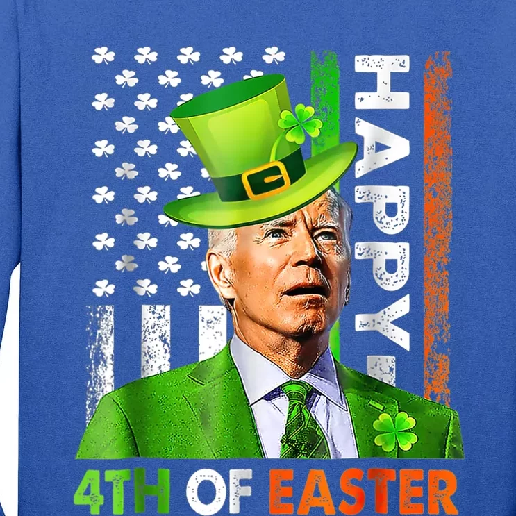 Merry 4th Of St Patricks Day Joe Biden Leprechaun Hat Clover Gift Tall Long Sleeve T-Shirt