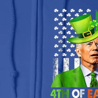 Merry 4th Of St Patricks Day Joe Biden Leprechaun Hat Clover Gift Full Zip Hoodie