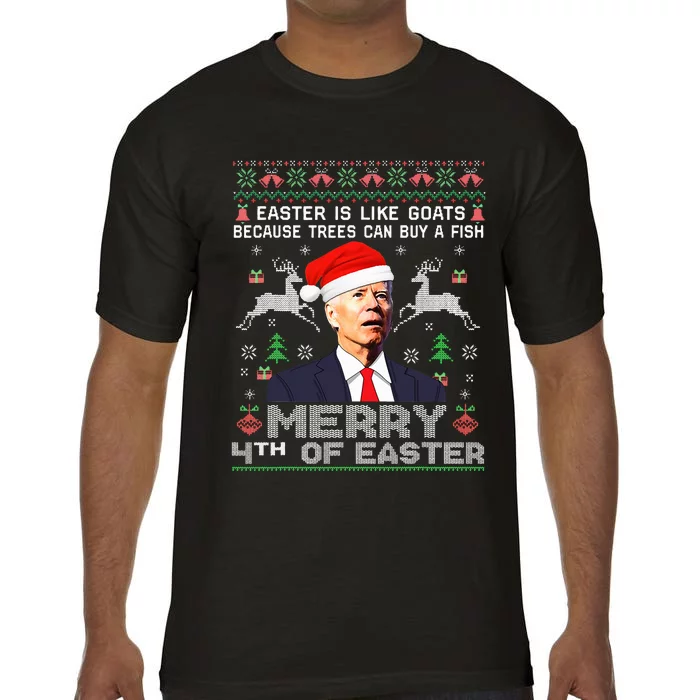 Merry 4th Of Easter Funny Biden Ugly Christmas Sweater Comfort Colors T-Shirt