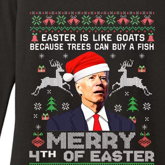 Merry 4th Of Easter Funny Biden Ugly Christmas Sweater Womens CVC Long Sleeve Shirt