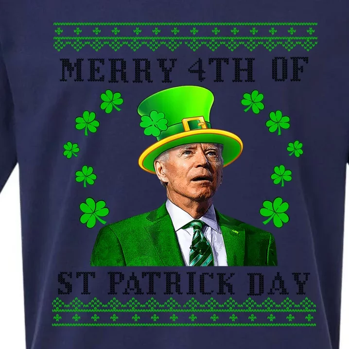 Merry 4th Of St Patrick's Day Funny Joe Biden Gift Sueded Cloud Jersey T-Shirt