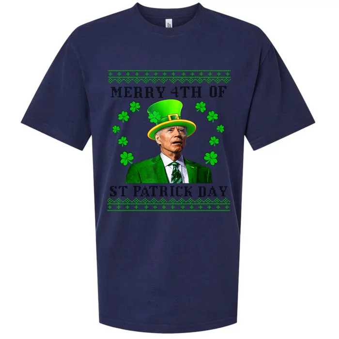 Merry 4th Of St Patrick's Day Funny Joe Biden Gift Sueded Cloud Jersey T-Shirt