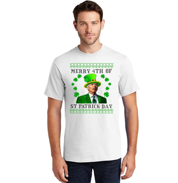 Merry 4th Of St Patrick's Day Funny Joe Biden Gift Tall T-Shirt