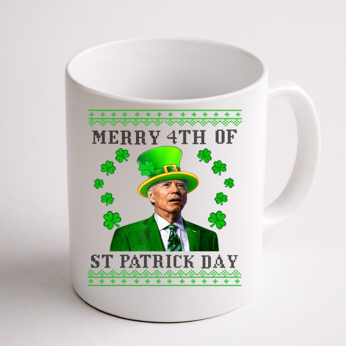 Merry 4th Of St Patrick's Day Funny Joe Biden Gift Front & Back Coffee Mug