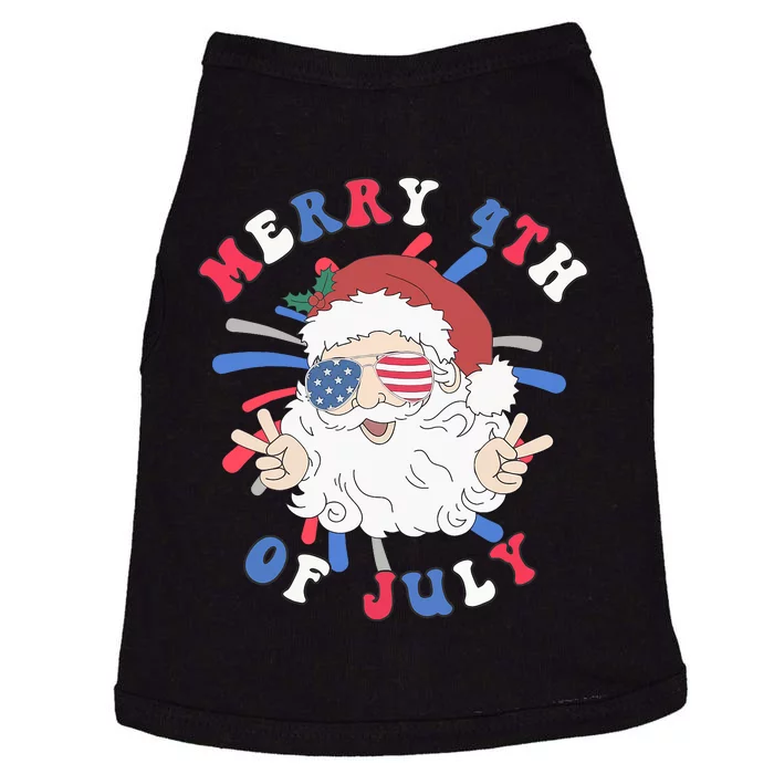 Merry 4th Of July Santa Claus Funny Christmas In July Doggie Tank