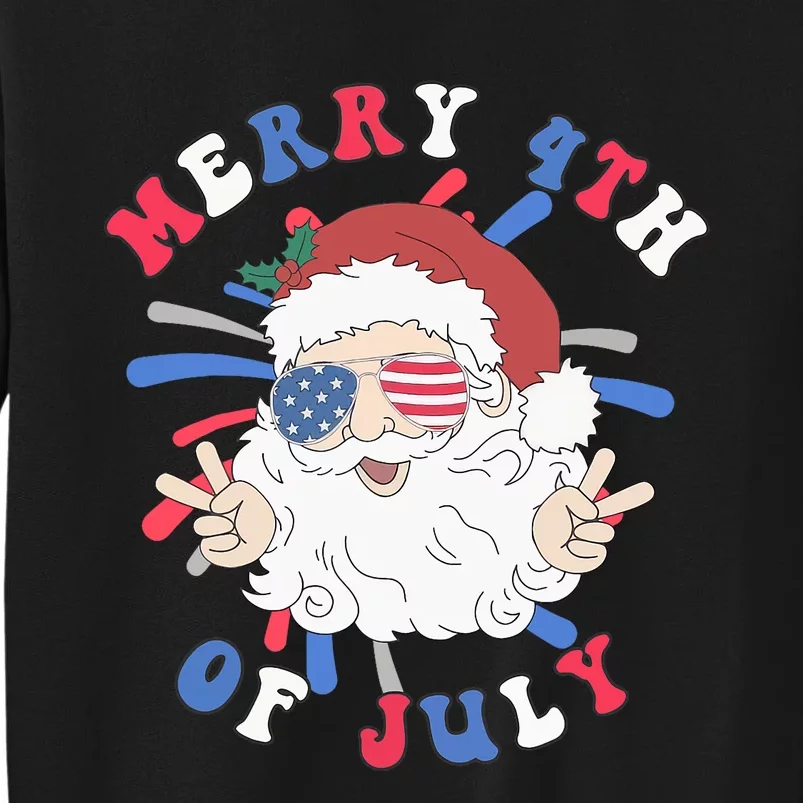 Merry 4th Of July Santa Claus Funny Christmas In July Sweatshirt