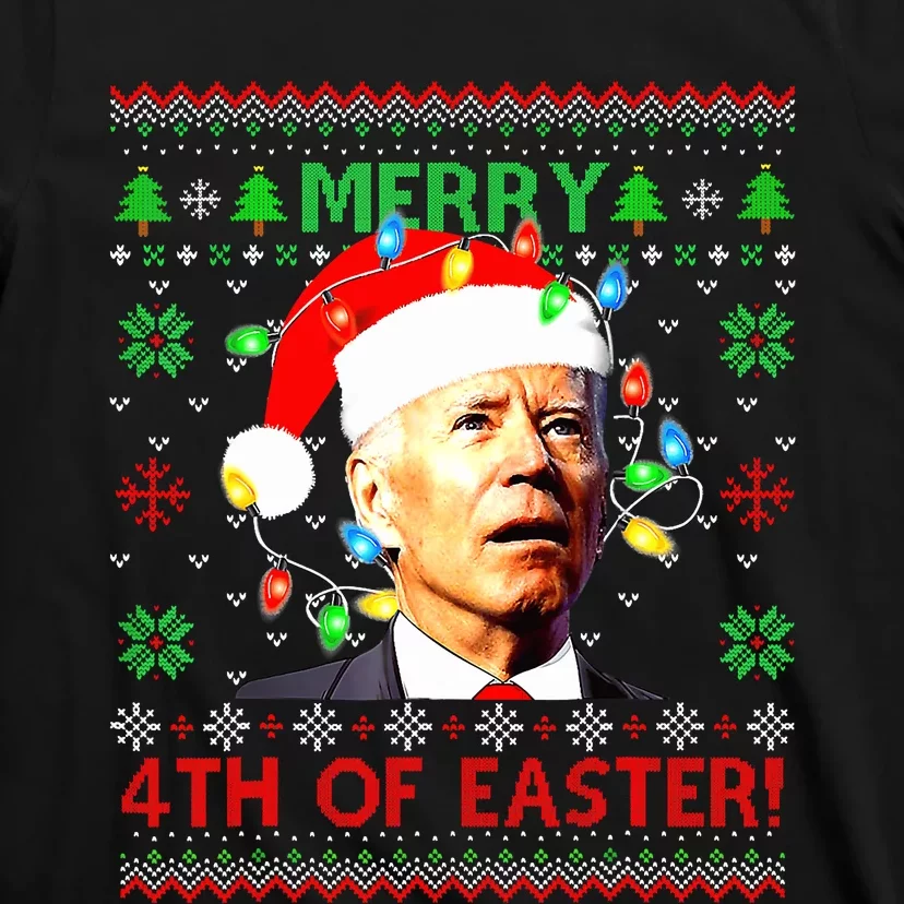 Merry 4th Of Easter Santa Joe Biden Ugly Christmas Sweater Biden Confused T-Shirt