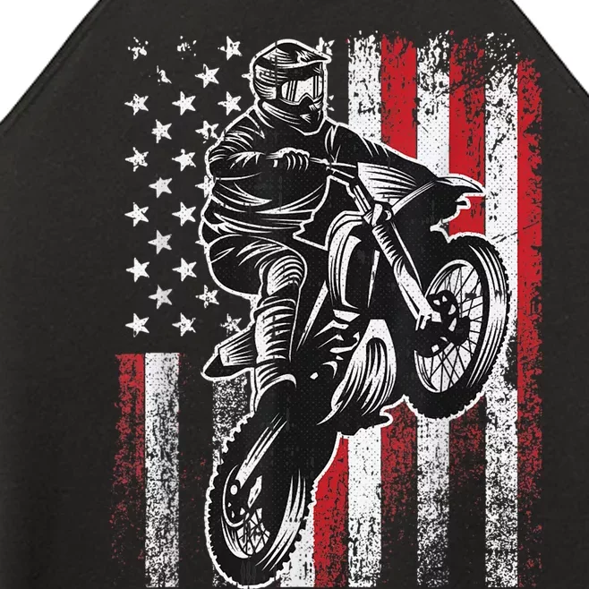 Motocross 4th Of July Cool DirtBike American Flag Patriotic Women’s Perfect Tri Rocker Tank