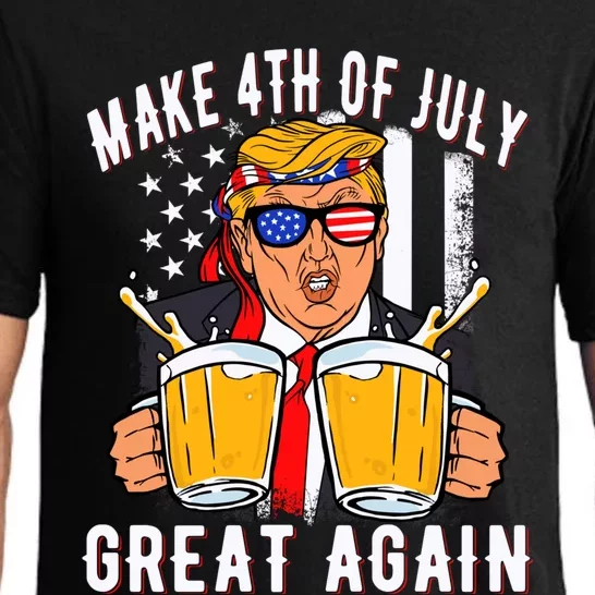 Make 4th Of July Great Again Funny Trump Beer Patriotic Great Gift Pajama Set