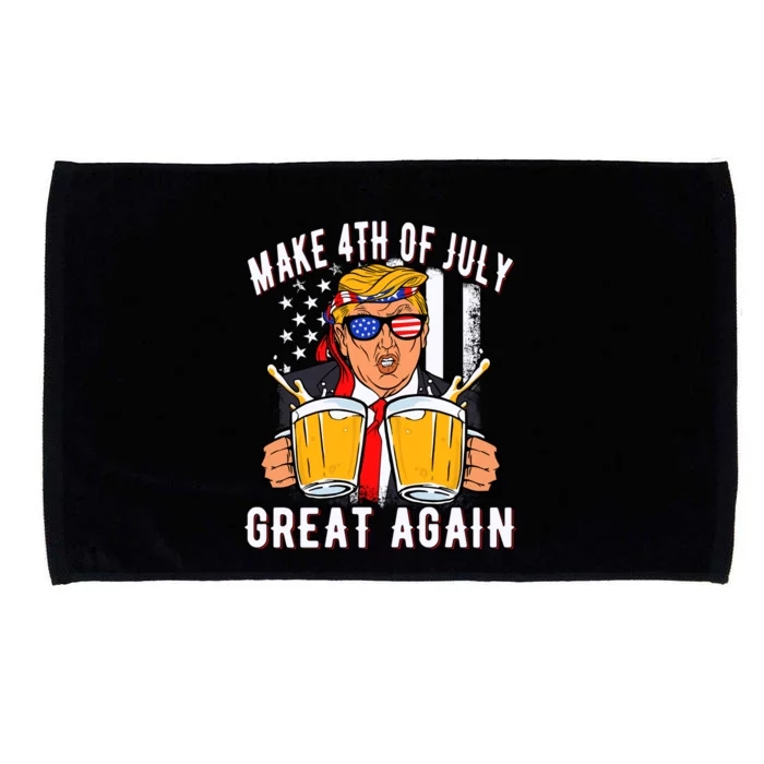 Make 4th Of July Great Again Funny Trump Beer Patriotic Great Gift Microfiber Hand Towel