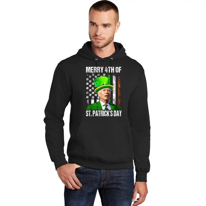 Merry 4th Of St PatrickS Day Funny Joe Biden Leprechaun Hat Hoodie