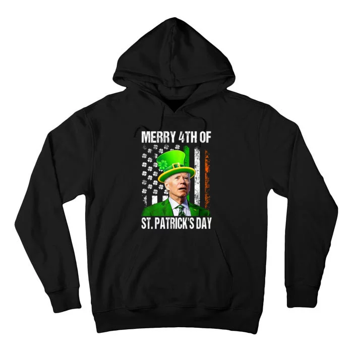 Merry 4th Of St PatrickS Day Funny Joe Biden Leprechaun Hat Tall Hoodie