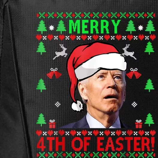 Merry 4th Of Easter Funny Joe Biden Christmas Ugly Sweater City Backpack