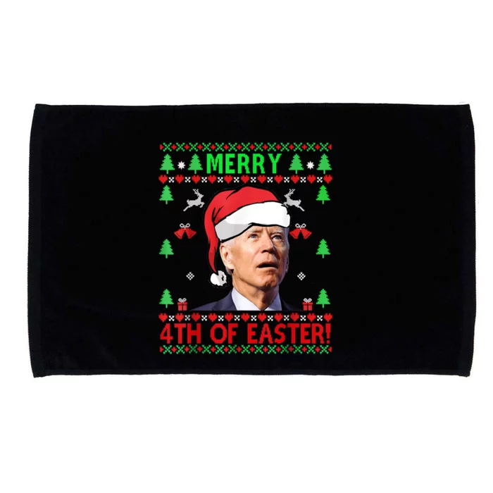 Merry 4th Of Easter Funny Joe Biden Christmas Ugly Sweater Microfiber Hand Towel