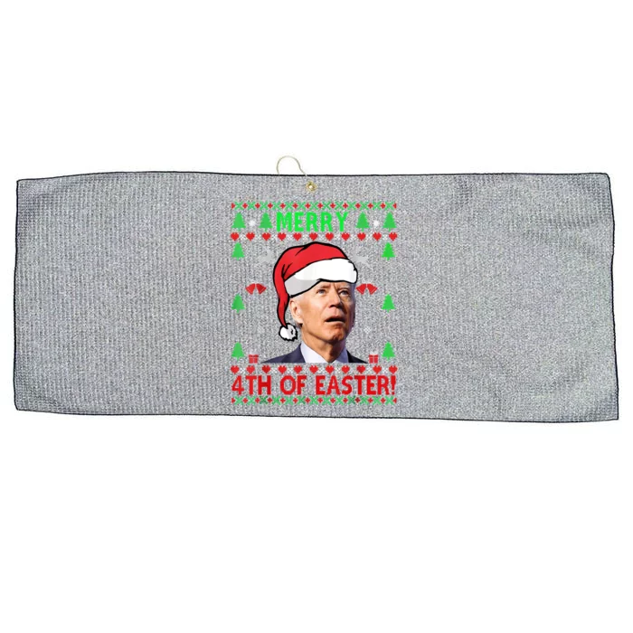 Merry 4th Of Easter Funny Joe Biden Christmas Ugly Sweater Large Microfiber Waffle Golf Towel