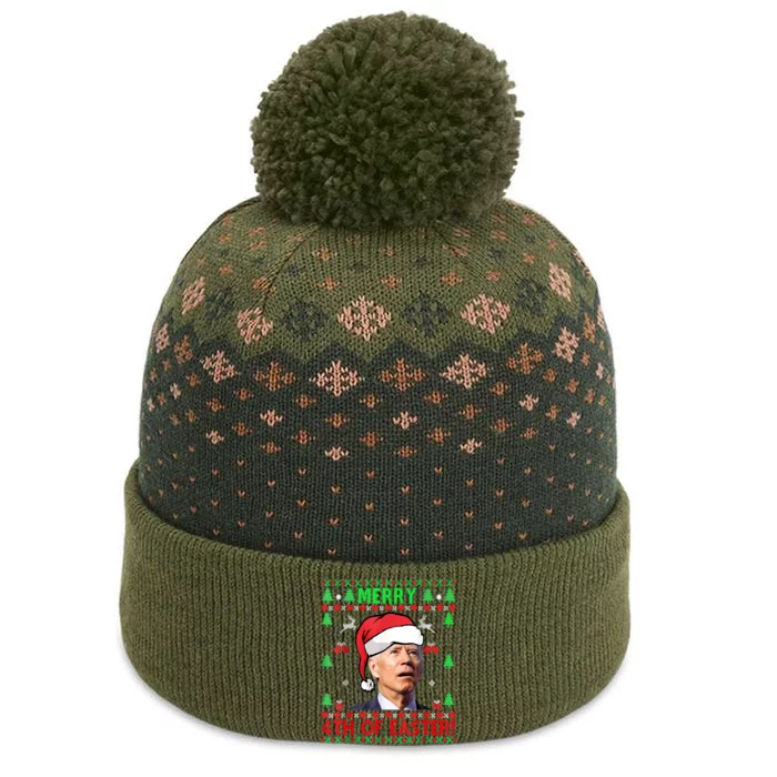 Merry 4th Of Easter Funny Joe Biden Christmas Ugly Sweater The Baniff Cuffed Pom Beanie