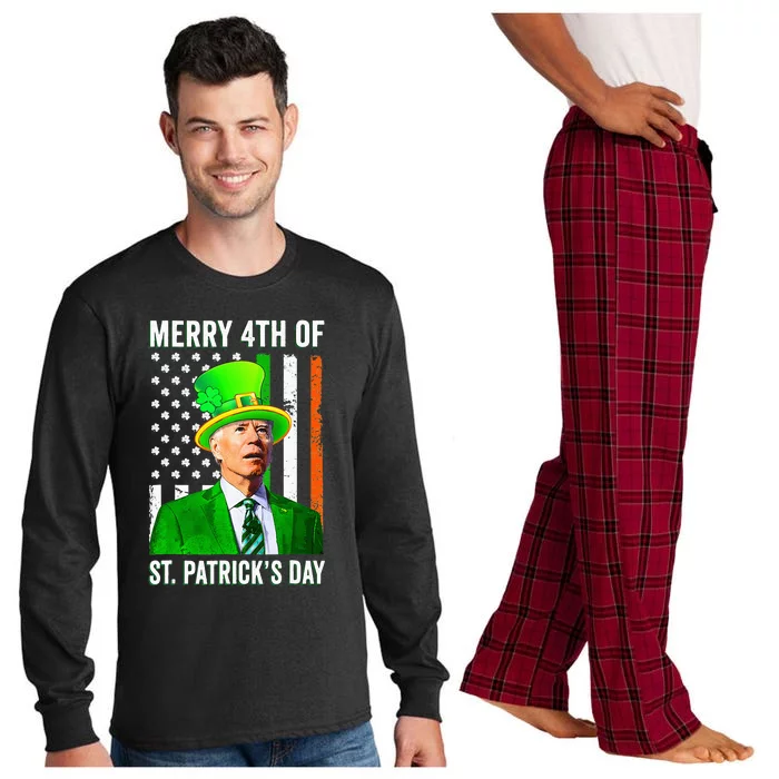 Merry 4th Of St Patrick's Day Joe Biden Leprechaun Hat Long Sleeve Pajama Set