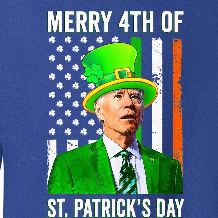 Merry 4th Of St Patrick's Day Joe Biden Leprechaun Hat Toddler Sweatshirt