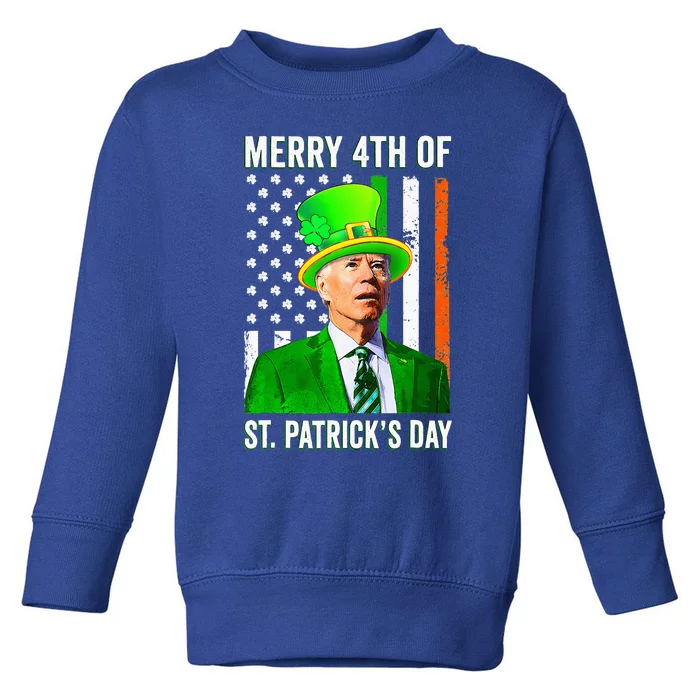 Merry 4th Of St Patrick's Day Joe Biden Leprechaun Hat Toddler Sweatshirt