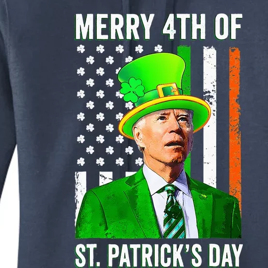 Merry 4th Of St Patrick's Day Joe Biden Leprechaun Hat Women's Pullover Hoodie