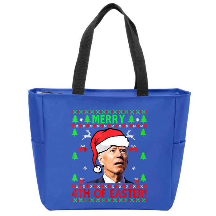 Merry 4th Of Easter Funny Joe Biden Christmas Ugly Sweater Cool Gift Zip Tote Bag