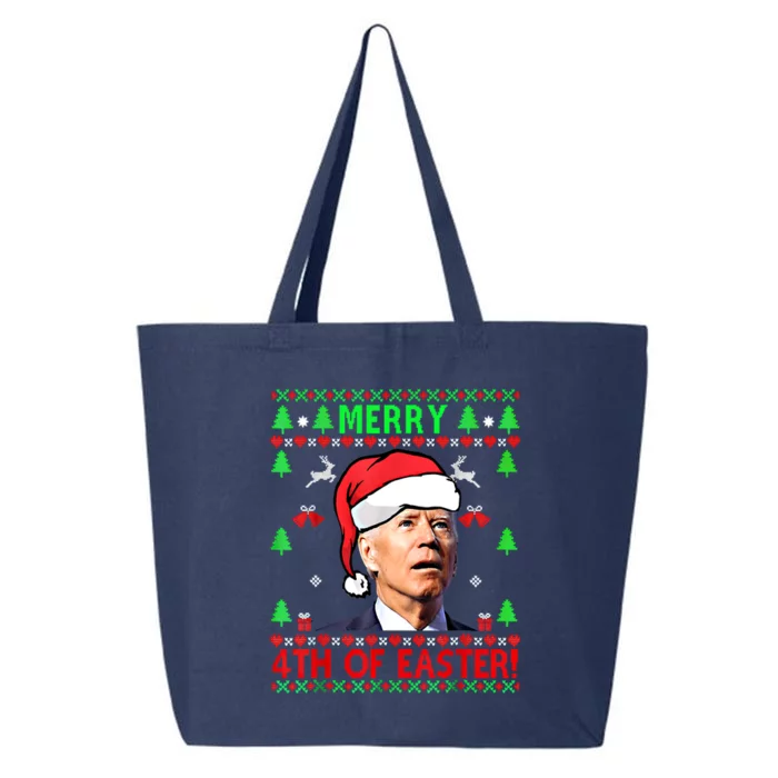 Merry 4th Of Easter Funny Joe Biden Christmas Ugly Sweater Cool Gift 25L Jumbo Tote