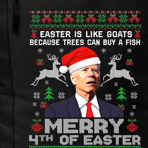 Merry 4th Of Easter Funny Biden Ugly Christmas Sweater Daily Commute Backpack