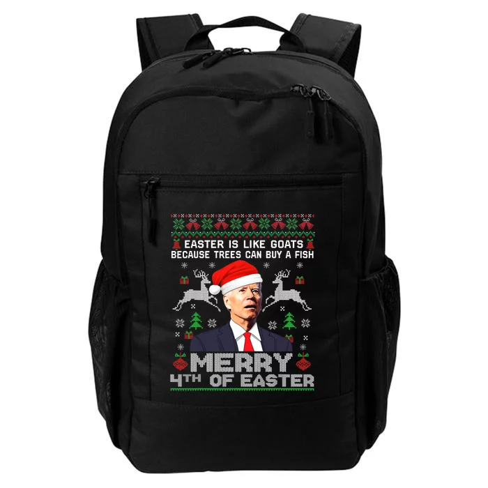 Merry 4th Of Easter Funny Biden Ugly Christmas Sweater Daily Commute Backpack