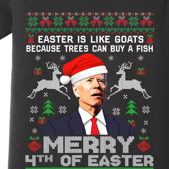 Merry 4th Of Easter Funny Biden Ugly Christmas Sweater Baby Bodysuit