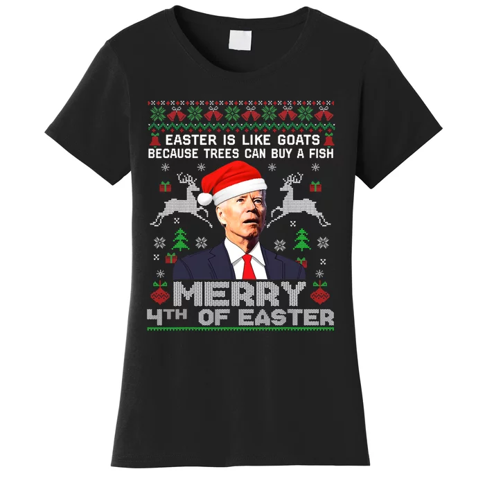 Merry 4th Of Easter Funny Biden Ugly Christmas Sweater Women's T-Shirt