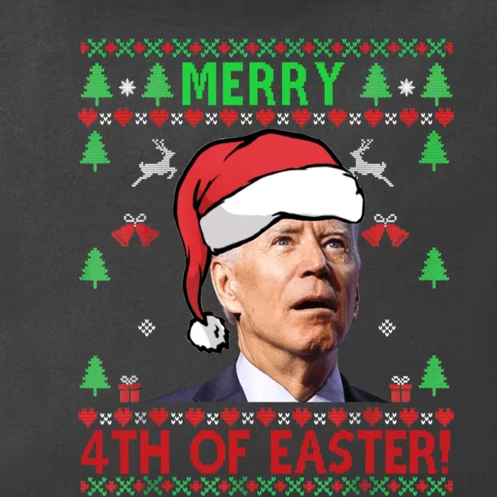 Merry 4th Of Easter Funny Joe Biden Christmas Ugly Sweater Sweatshirt Zip Tote Bag