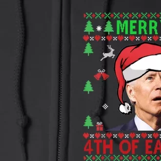 Merry 4th Of Easter Funny Joe Biden Christmas Ugly Sweater Sweatshirt Full Zip Hoodie