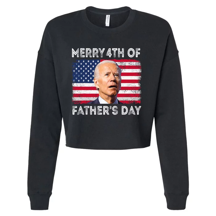 Merry 4th Of July Fathers Day 4th Of July Cropped Pullover Crew