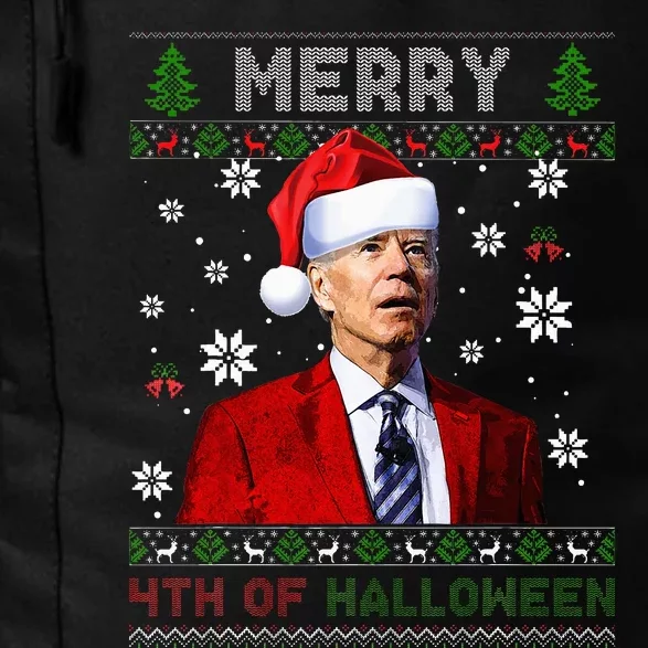 Merry 4th Of Halloween Funny Biden Ugly Christmas Sweater Daily Commute Backpack