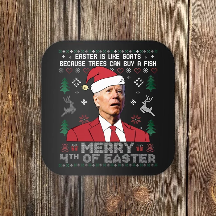 Merry 4th Of Easter Funny Joe Biden Sweater Ugly Christmas Coaster