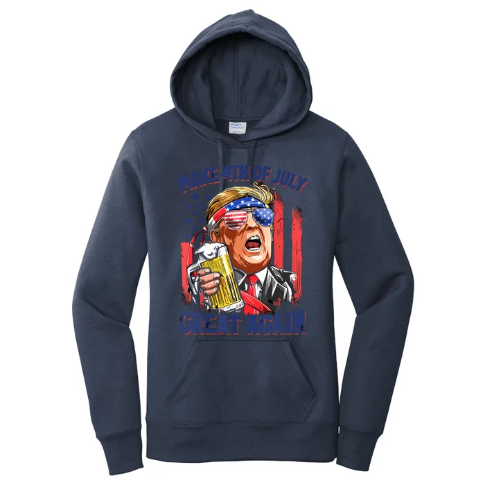 Make 4th Of July Great Again Trump Beer Mug Retro Women's Pullover Hoodie